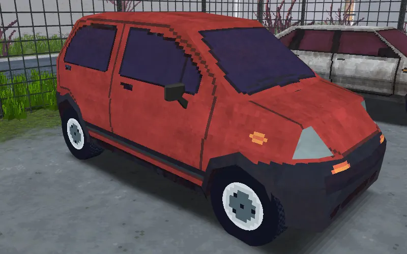 A red DAIWAI Materia, a tall compact hatchback