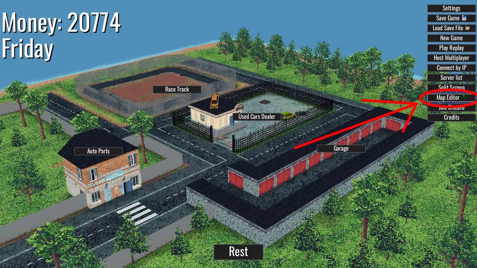 BeaterCore's main menu with the Map Editor option highlighted