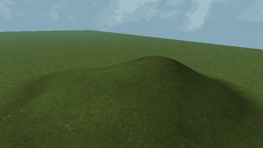 The raised terrain after its sharp edges have been smoothed