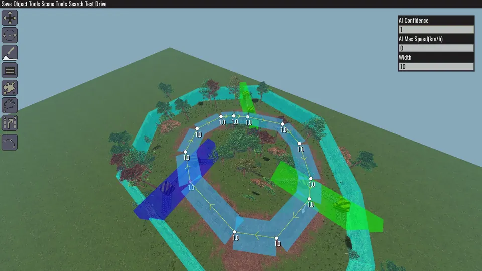 A closed circuit path viewed from above