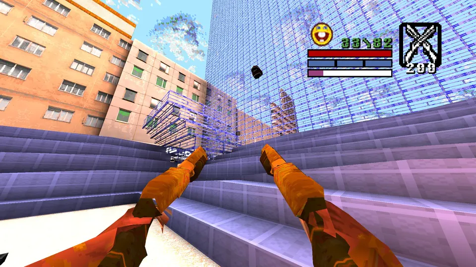 The stadium stands in Caldeirao do Ruke, with the armor floating in midair above them