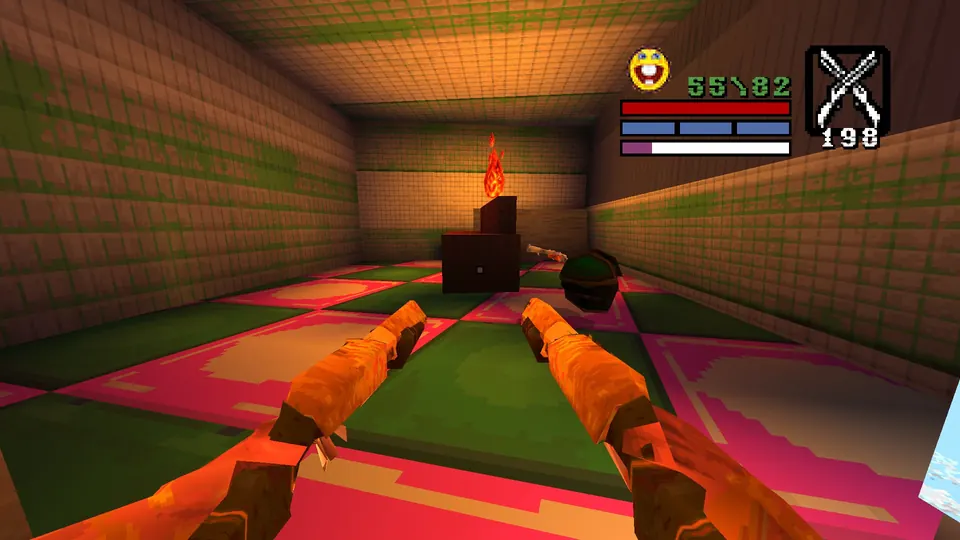 The hidden room behind the door texture near the GLOBE sign, holding a Green Armor