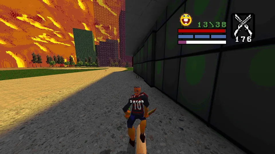 The dark wall of the first building near the Quebra-Mar Santos finish line, where one section juts out