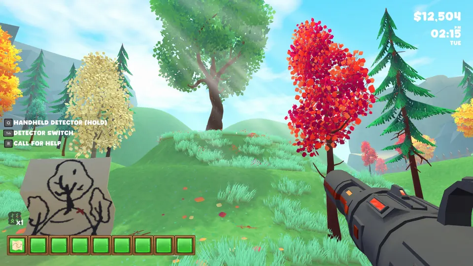 A giant tree on a hill in the forest, matching the tree drawn on the Whispering Woods Treasure map