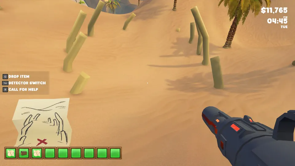 Giant rib bones sticking out of the desert sand around the Desert Rib Bones dig spot