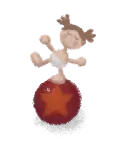 The Suzie collectible, a small doll balanced on a red ball with a star on it.