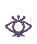The Network collectible, a purple eye shape ringed with curling arms.
