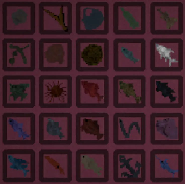 The common fish collection, a full grid of 25 ocean catches