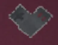 Heart of Games icon, a grey heart with red marks