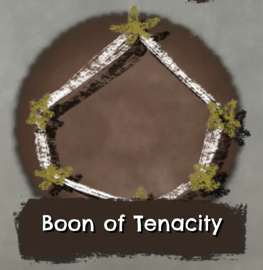Boon of Tenacity icon: chalk stars joined into a ring with a pointed top