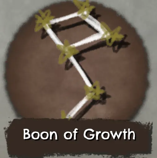 Boon of Growth icon: chalk stars joined in a shape like a curling sprout