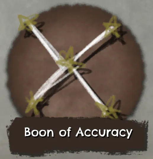 Boon of Accuracy icon: two crossed chalk lines with a star at each end and the centre
