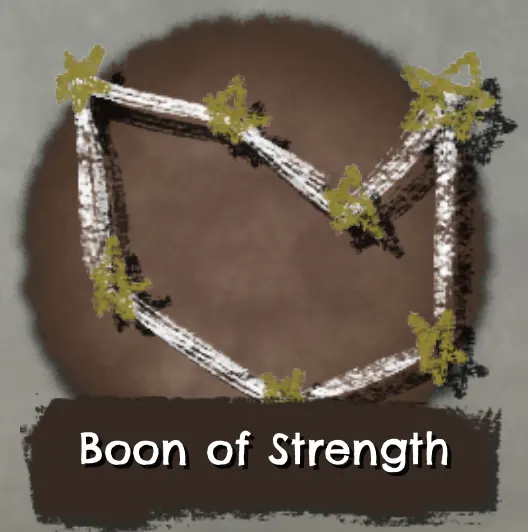 Boon of Strength icon: a chalk shape like a shield with a notch in its top edge