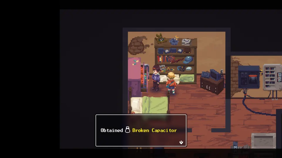 The Obtained Broken Capacitor message in Kimothy's room at Asayla's shop in Yama