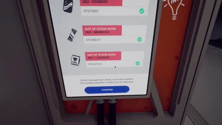 The Stock Manager screen with all three CP codes accepted