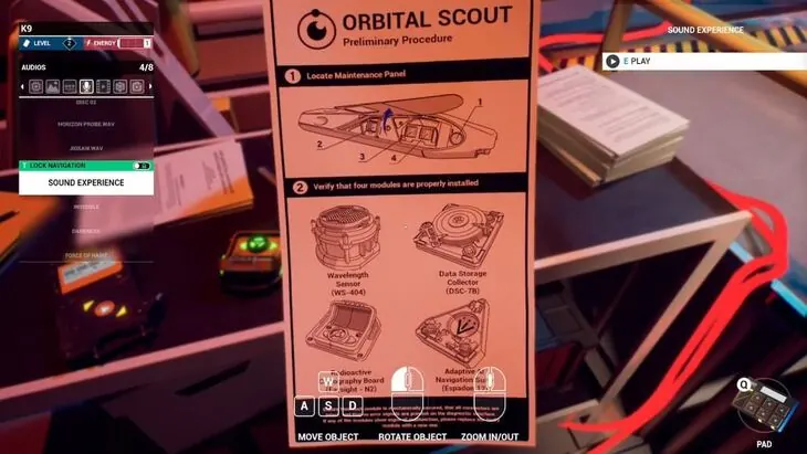 The Orbital Scout preliminary procedure note showing the four modules it needs