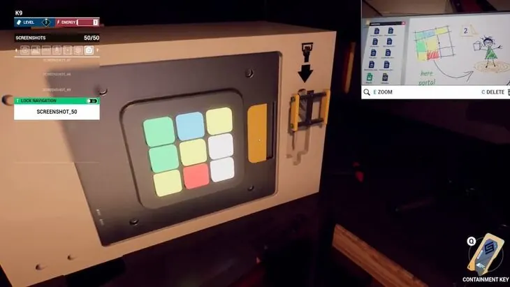 The Garage safe with coloured buttons set to match the map.pic grid in the corner screenshot