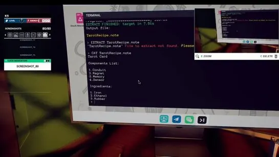 Amaan's terminal showing TarotRecipe.note with its components and ingredients