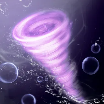 Supreme Cyclone, a violet tornado standing in the water