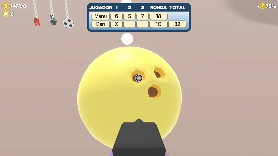 Crosshair in the left finger hole of the bowling ball