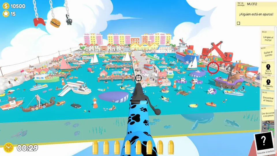 The drowning NPC circled on the harbour overview