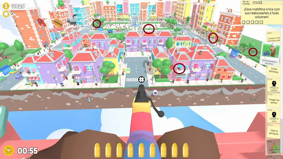 City Day 2 radios: layout 1 of 3, every item circled on the map