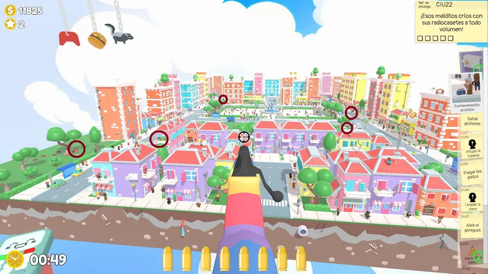 City Day 2 radios: layout 2 of 3, every item circled on the map