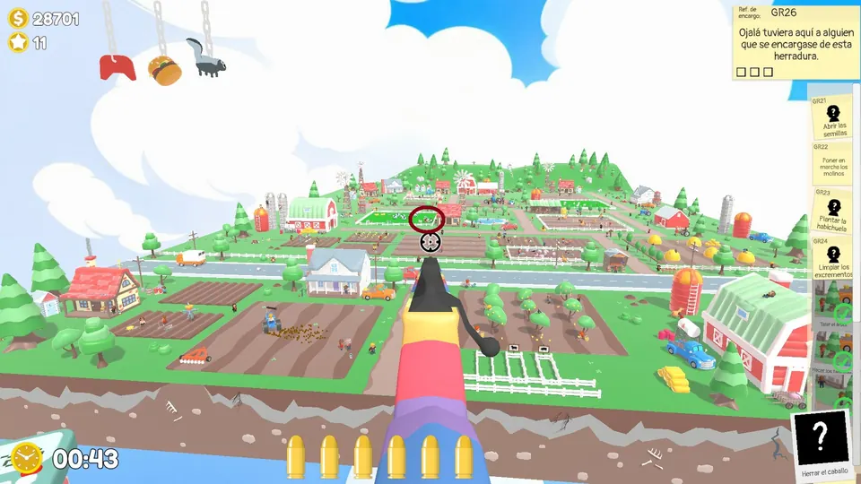 Farm Day 2 cow: spawn spot 1 of 3, circled on the map