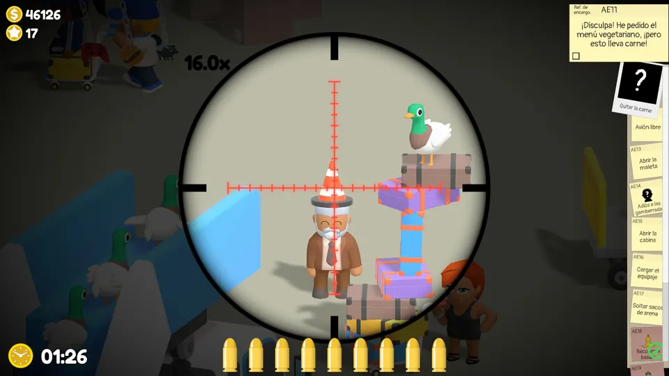 Close-up of an NPC with a cone on their head