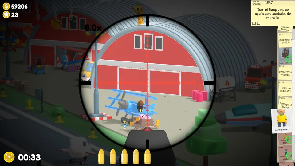 The hangar door on the right where the mechanic hides