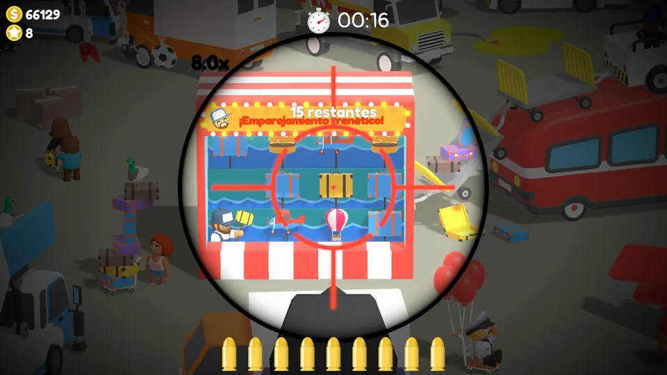 The Aces Airport bonus level with the NPC pointing at a target
