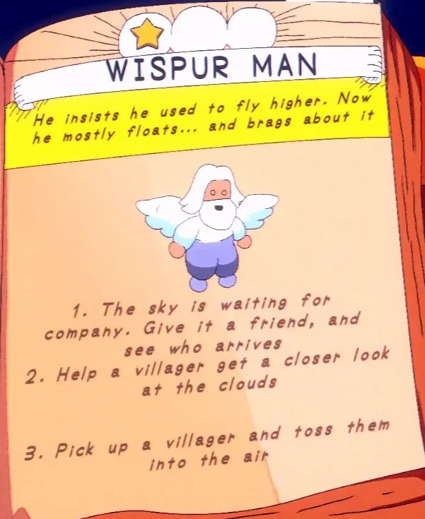 tossing a villager into the air for Wispur Man