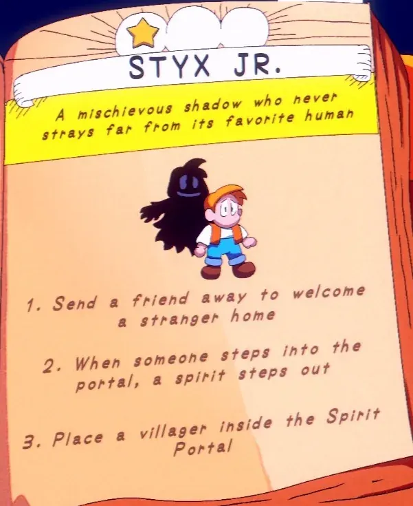 a villager placed inside the spirit portal for Styx Jr.