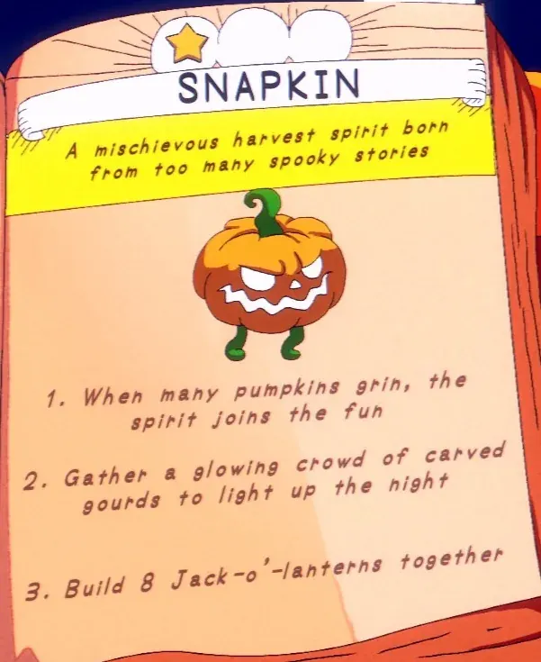 eight jack-o'-lanterns built together for Snapkin