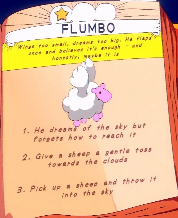 a sheep thrown into the sky for Flumbo