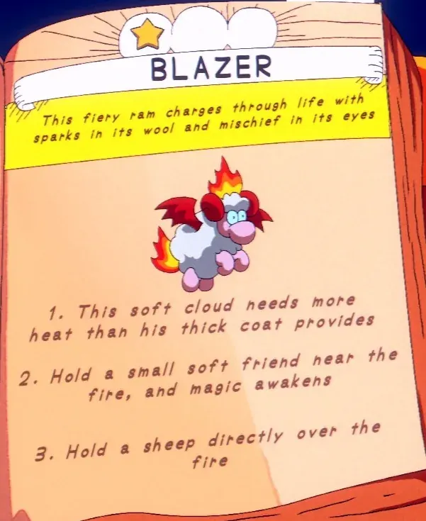 a sheep held over the fire for Blazer