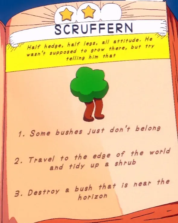 the horizon bush to bulldoze for Scruffern, circled