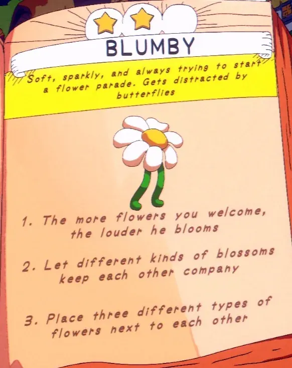 three different flower types together for Blumby