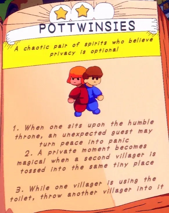 a second villager thrown into an occupied toilet for Pottwinsies