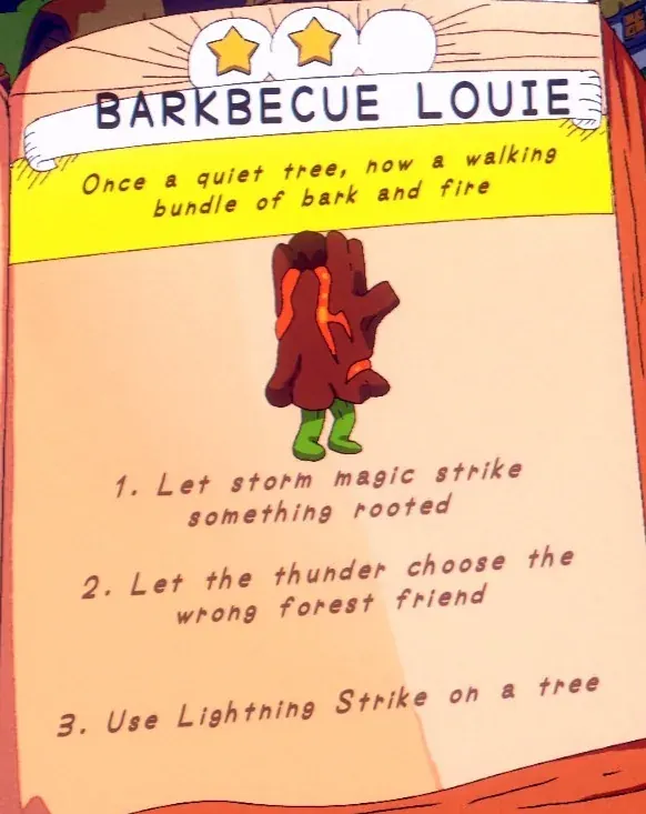 Lightning Strike on a tree for Barkbecue Louie