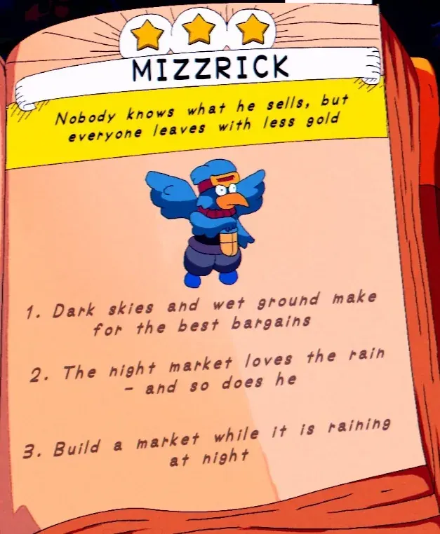 building a market in night rain for Mizzrick