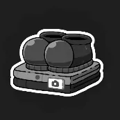 Photo Challenger Fit icon: round-toed shoes on a folded outfit with a camera badge