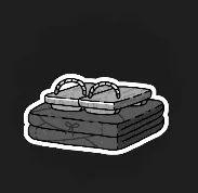 Robe icon: sandals on a folded robe