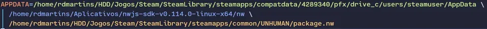 A finished three-line launch script