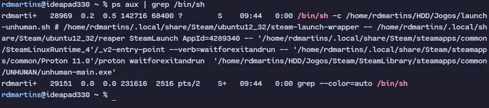 UNHUMAN running on the native Linux runtime